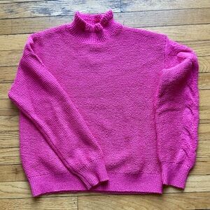J. Crew Pink Cotton Mock Neck Sweater with Chunky Knit Size Small
